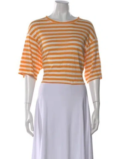 Pre-owned Frame Linen Striped T-shirt In Yellow