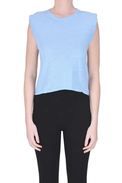 Frame Linen T-shirt In Light Blue