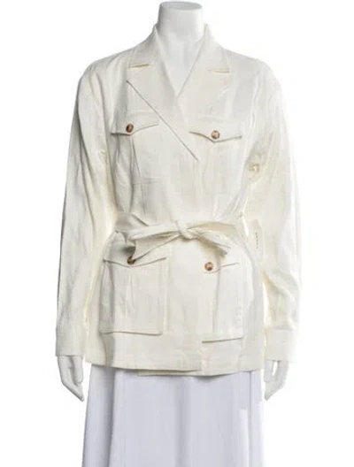 Pre-owned Frame Linen Utility Jacket W/ Tags In Neutrals