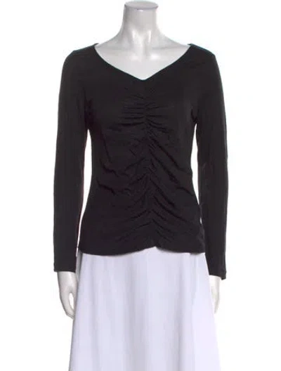 Pre-owned Frame Linen V-neck Top In Black