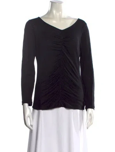 Pre-owned Frame Linen V-neck Top In Black