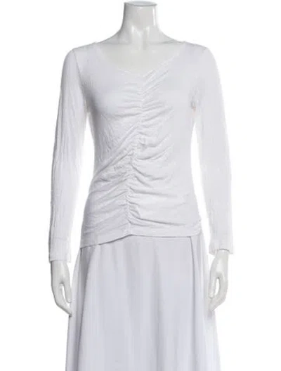 Pre-owned Frame Linen V-neck Top In White