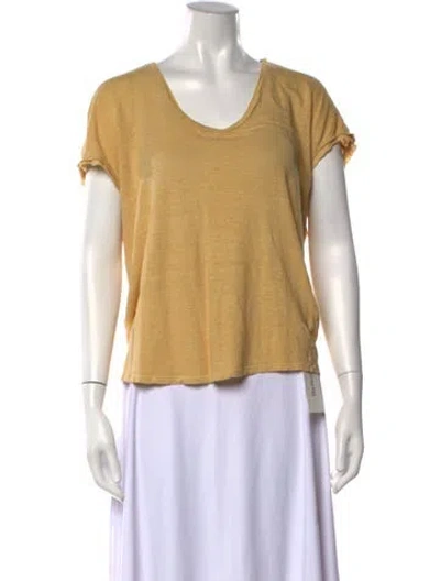 Pre-owned Frame Linen V-neck T-shirt In Yellow