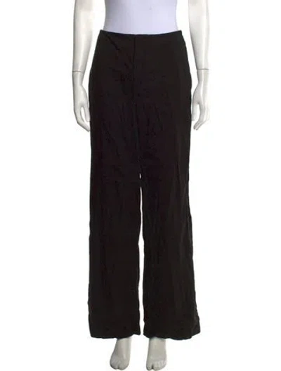 Pre-owned Frame Linen Wide Leg Pants In Black