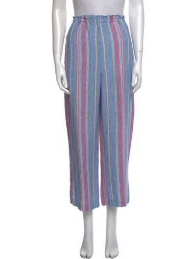 Pre-owned Frame Linen Wide Leg Pants In Blue