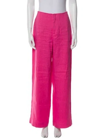 Pre-owned Frame Linen Wide Leg Pants In Pink