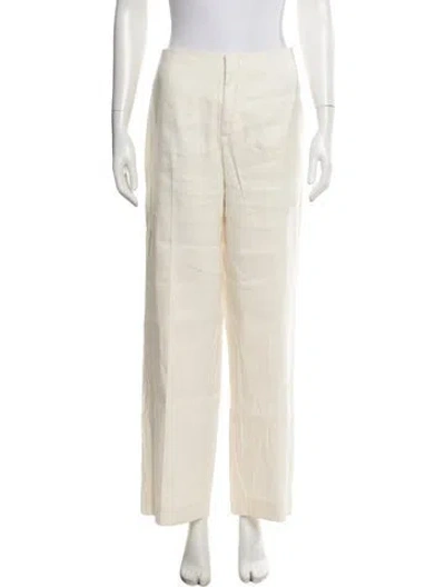 Pre-owned Frame Linen Wide Leg Pants In White