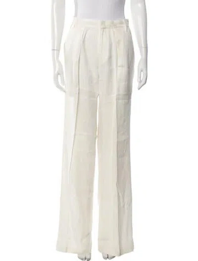 Pre-owned Frame Linen Wide Leg Pants In White