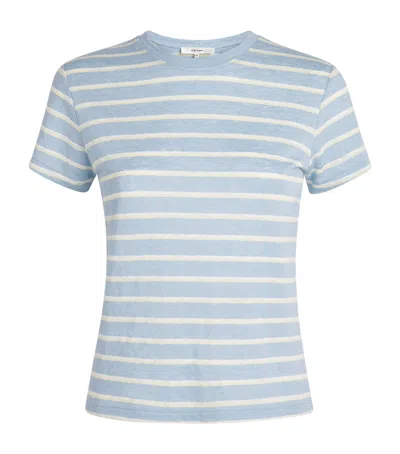 Frame Linen-blend The Baby Tee In Gray