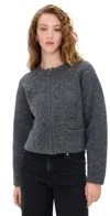 Frame Lofty Crochet Cardigan Dark Heather Grey In Gray