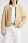Frame Lofty Crochet Trim Cashmere Cardigan In Wheat