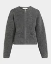 Frame Lofty Crochet Trim Cashmere Cardigan In Gray