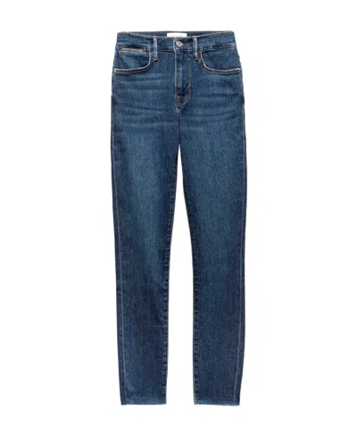 Frame Logo Denim Trousers In Blue