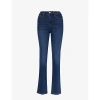 Frame Womens Dark Blue Logo-embellished Straight-leg High-rise Denim-blend Jeans In Dark Blue