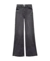 Frame Le Palazzo Cropped Raw Hem Jeans In Black