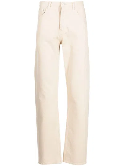 Frame Logo-patch Straight-leg Jeans In Neutrals