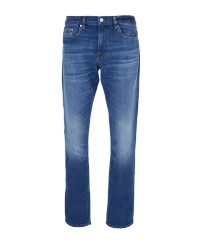 Frame Logo Patch Straight-leg Jeans In Blue