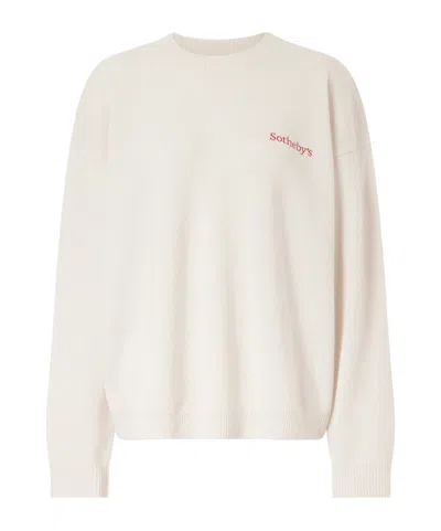Frame Logo-embroidered Cashmere Sweater In White