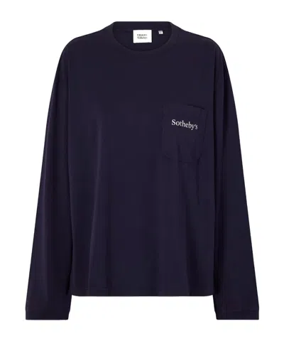 Frame Logo-embroidered Cotton-jersey Sweatshirt In Blue