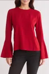 Frame Long Bell Sleeve Top In Red In Red