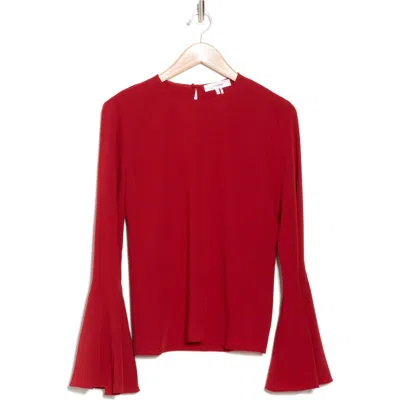 Frame Long Bell Sleeve Top In Red
