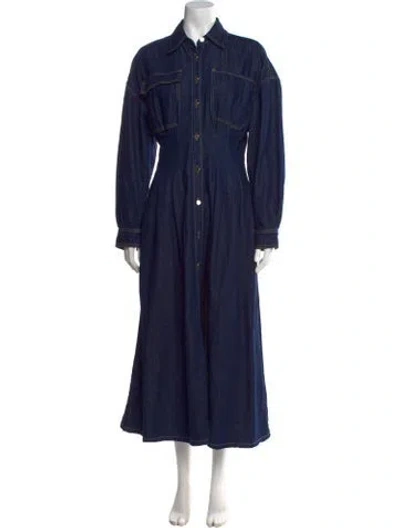 Pre-owned Frame Long Dress In Blue