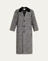 Frame Long Herringbone Coat In Black Mult