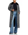 Frame Long Herringbone Coat In Black Multi