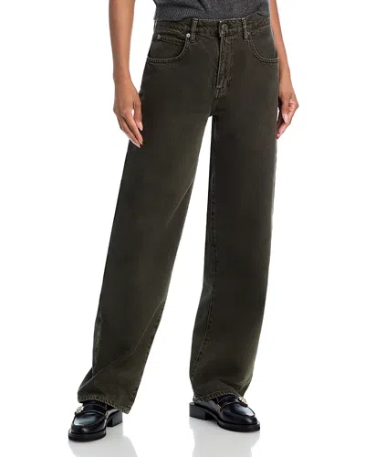 Frame Long High Rise Barrel Wide Leg Jeans In Serpentine