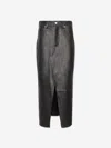 FRAME LONG LEATHER SKIRT IN BLACK