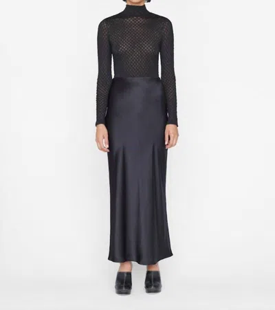 FRAME LONG SILK MAXI SKIRT IN BLACK