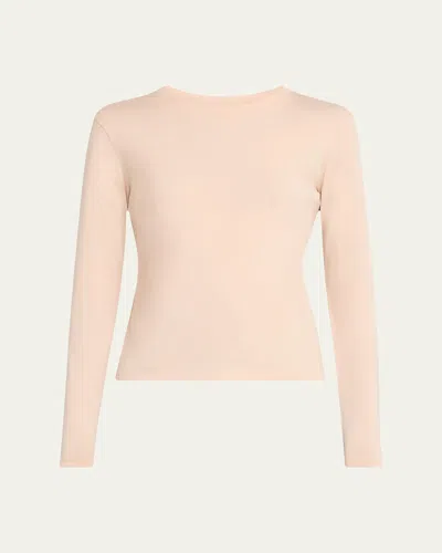 Frame Long-sleeve Baby Tee In Almond Pink