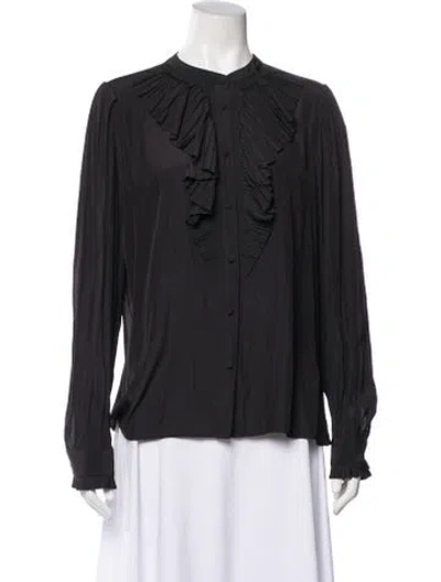 Pre-owned Frame Long Sleeve Blouse In Black
