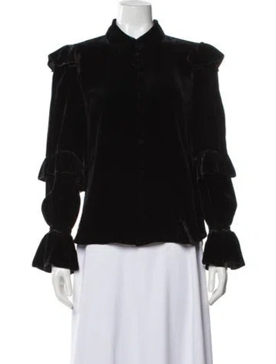 Pre-owned Frame Long Sleeve Blouse In Black