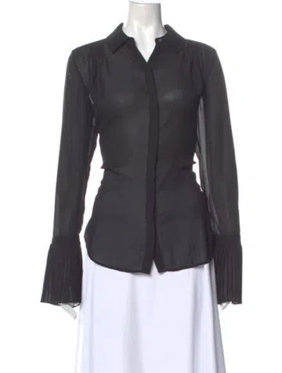 Pre-owned Frame Long Sleeve Blouse In Black