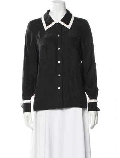 Pre-owned Frame Long Sleeve Blouse In Black
