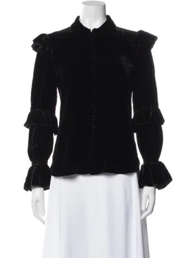 Pre-owned Frame Long Sleeve Blouse In Black