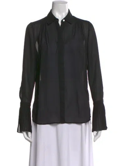 Pre-owned Frame Long Sleeve Blouse In Black
