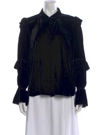 Pre-owned Frame Long Sleeve Blouse In Black
