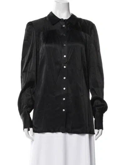 Pre-owned Frame Long Sleeve Blouse In Black