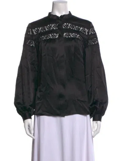Pre-owned Frame Long Sleeve Blouse In Black