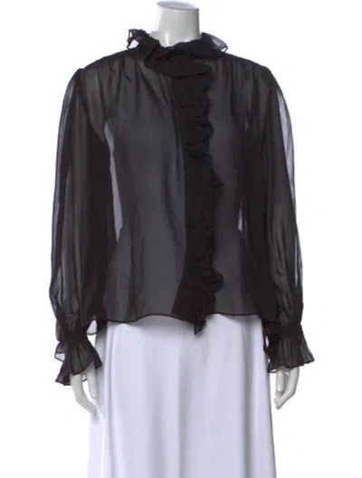 Pre-owned Frame Long Sleeve Blouse In Black