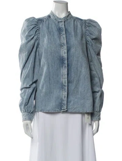 Pre-owned Frame Long Sleeve Blouse In Blue