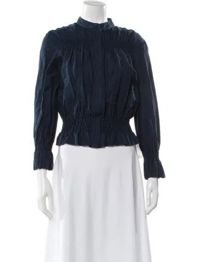 Pre-owned Frame Long Sleeve Blouse In Blue