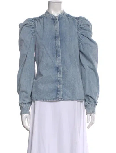 Pre-owned Frame Long Sleeve Blouse In Blue