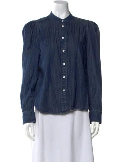 Pre-owned Frame Long Sleeve Blouse In Blue