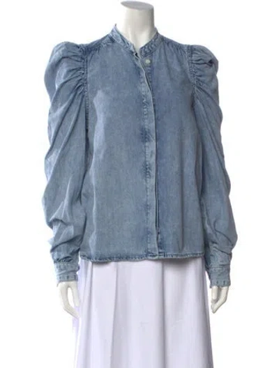 Pre-owned Frame Long Sleeve Blouse In Blue