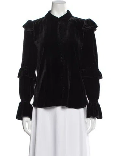 Pre-owned Frame Long Sleeve Blouse In Blue