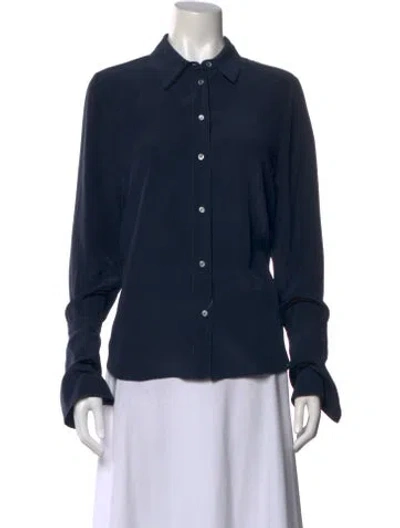 Pre-owned Frame Long Sleeve Blouse In Blue