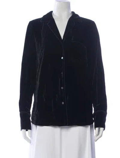 Pre-owned Frame Long Sleeve Blouse In Blue